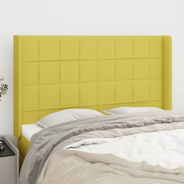 vidaXL Čelo postele so záhybmi zelený 147x16x118/128 cm látka