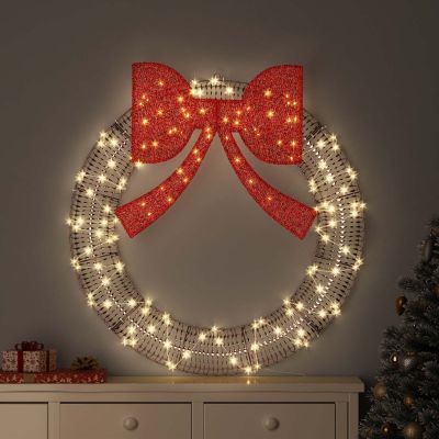 vidaXL Veniec s 80 LED-i Teplá biela 91 x 91 x 9 cm PET