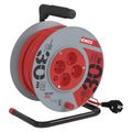 Predlužovací kábel EMOS P19430 na bubne 30 m / 4 zásuvky / červený / PVC / 230 V / 1 mm2