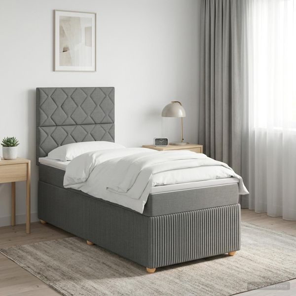 vidaXL LED boxspring posteľ s matracom Tmavosivá 80 x 200 cm Látka