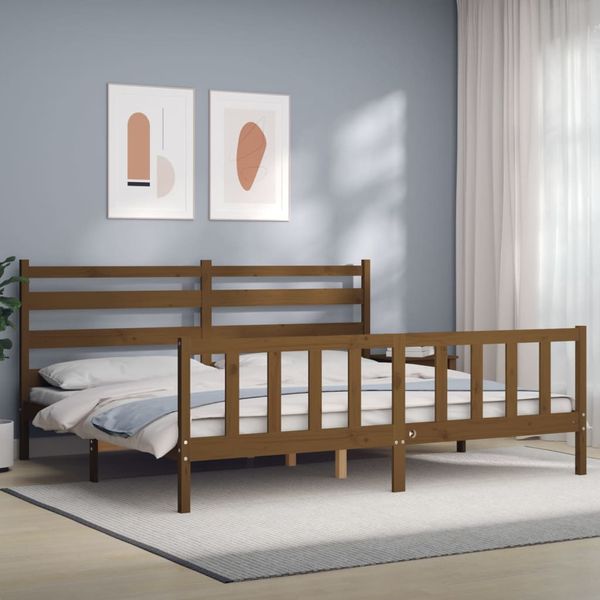 vidaXL Posteľný rám s čelom medovo-hnedý 200x200 cm masívne drevo