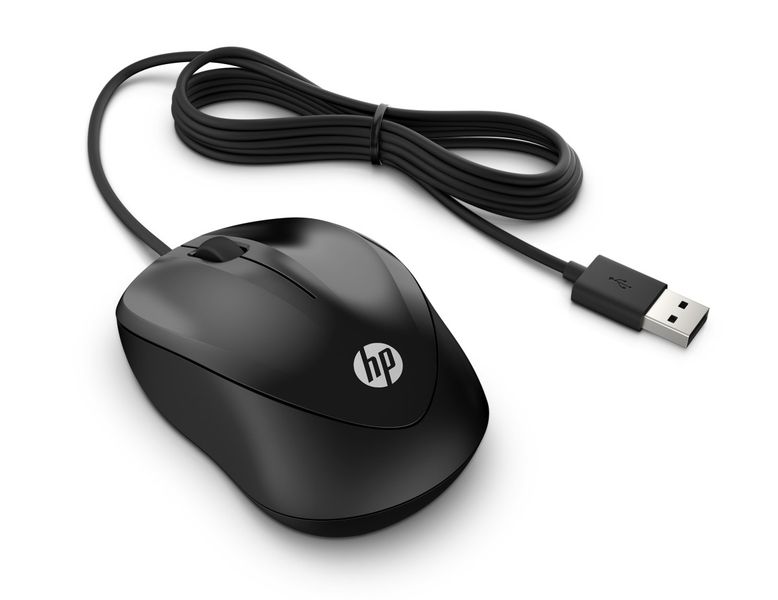 HP Wired 1000/Cestovná/Optická/1 200 DPI/Drôtová USB/Čierna