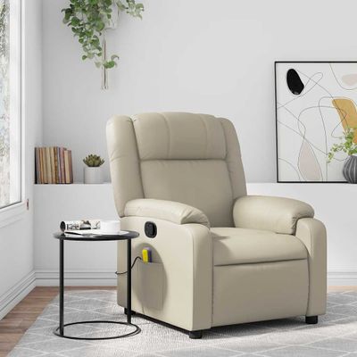 vidaXL Masážne kreslo s polohovacím mechanizmom, krémové, umelá koža