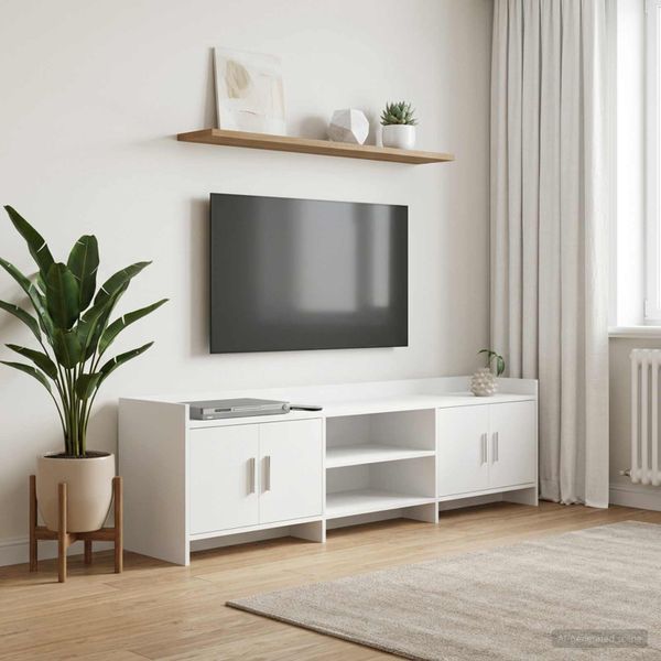vidaXL TV skrinka 168 x 33 x 47 cm Biela Kompozitné drevo