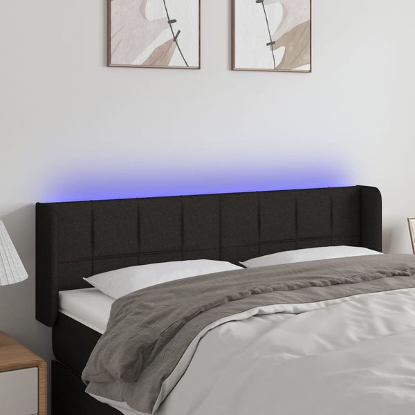 vidaXL Čelo postele s LED čierne 147x16x78/88 cm látka