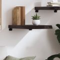 vidaXL Nástenná polica tmavohnedá 40x50x(2-6) cm ošetrený dubový masív