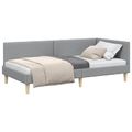 vidaXL Rohový rám postele s čelnou doskou Svetlosivá 90 cm x 200 cm