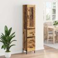 vidaXL Highboard Staré drevo 34,5 x 34 x 180 cm Kompozitné drevo