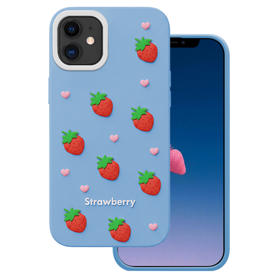 Puzdro Strawberry pre iPhone 11 modrá