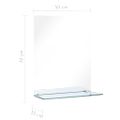 vidaXL Nástenné zrkadlo s poličkou 50x70 cm, tvrdené sklo