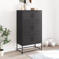 vidaXL Komoda čierna 68,5x38,5x123,5 cm oceľ