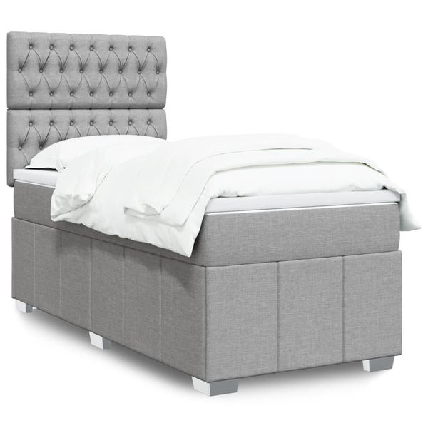 vidaXL Posteľný rám boxsping s matracom bledosivý 90x190 cm látka