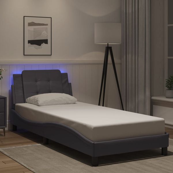 vidaXL Rám postele s LED bez matraca, Zadar, sivý 90x190 cm