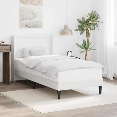 vidaXL Rám postele s LED pásikmi Biela 90 x 190 cm Umelá koža