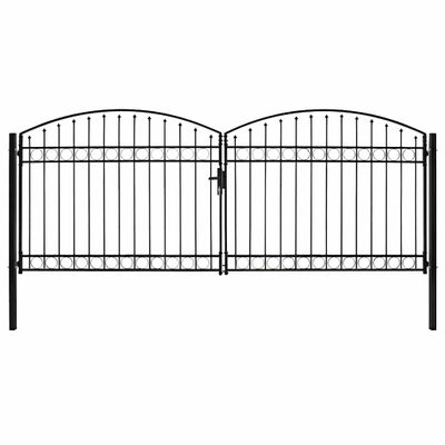 vidaXL Plotová brána ASSEN s dvojitými dverami a klenutým vrchom, oceľ 400x175 cm