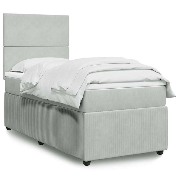 vidaXL Posteľný rám boxsping s matracom bledosivý 100x200 cm zamat