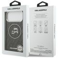 Karl Lagerfeld puzdro Magsafe IML trblietavé puzdro s kovovým rámom fotoaparátu a tlačidlami s hlavami Karla a Choupette na opakovanom logu KL pre iPhone 17 Pro Max čierne