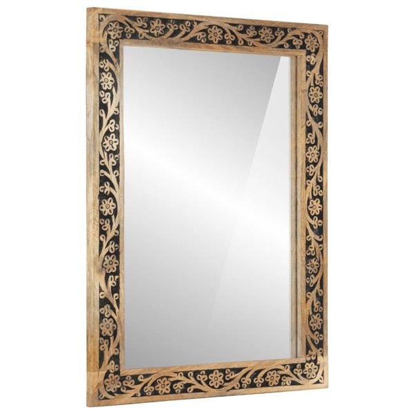 vidaXL Zrkadlo do kúpeľne 50x70x2,5 cm masívny mangovník a sklo