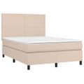 vidaXL Boxspring posteľ matrac a LED kapučínová 140x200 cm umelá koža