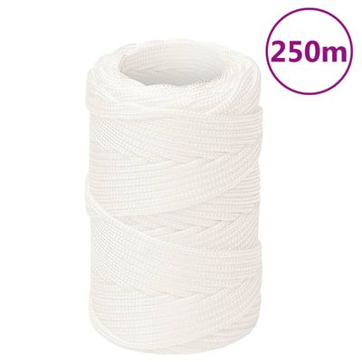 vidaXL Lodné lano biele 2 mm 250 m polypropylén