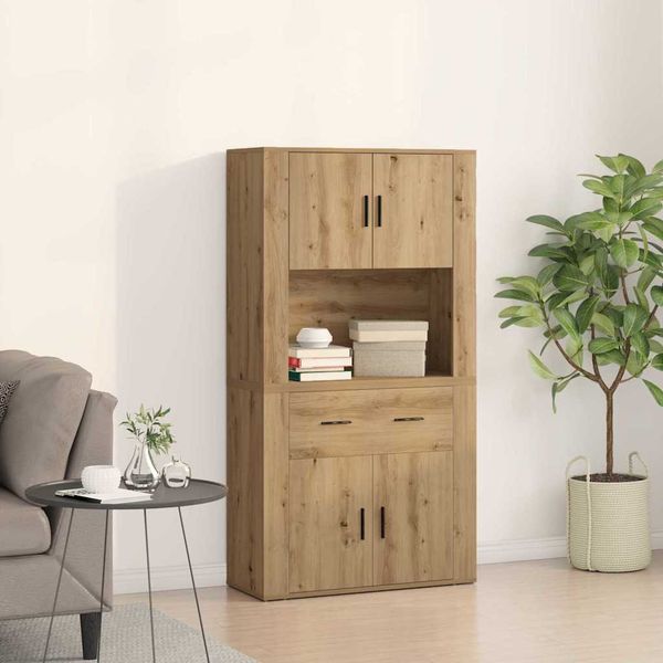 vidaXL Highboard dub artisan 80 x 33 x 150 cm Kompozitné drevo