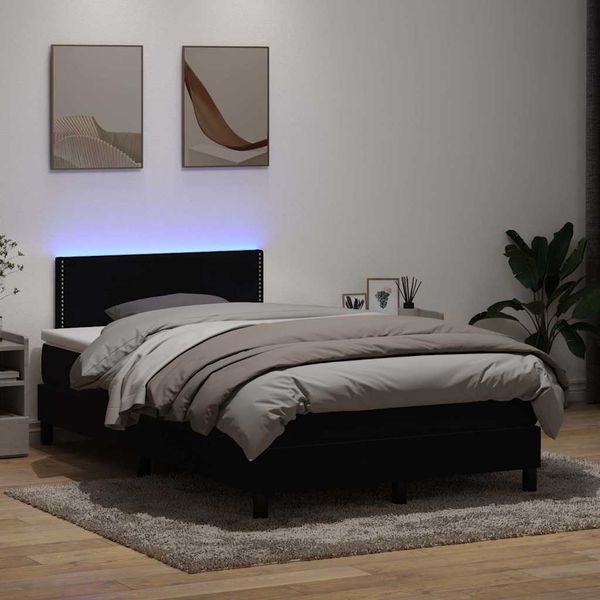vidaXL Box Spring Posteľ s matracom a LED Čierna 120x220 cm Zamat