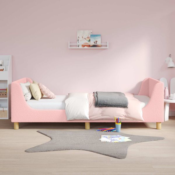 vidaXL Detský rám na posteľ s čelom Ružová 90 x 190 cm Bouclé
