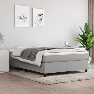 vidaXL Posteľný rám s boxspringom bledosivý 140x200 cm látka