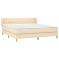 vidaXL Posteľný rám boxspring s matracom krémový 160x200 cm látka