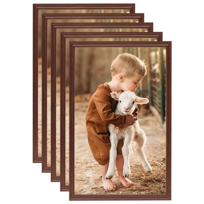 vidaXL Fotorámiky na stôl, koláž 5 ks, hnedé 28x35 cm, MDF