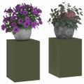 vidaXL Stojan na rastliny 2 pcs Olivovo zelená 24 x 24 x 35 cm Oceľ