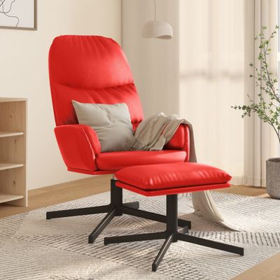 vidaXL Relaxačné kreslo s podnožkou červené umelá koža