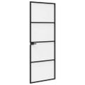 vidaXL Domové dvere 76 x 201,5 x 3,5 cm Hliník a tvrdené sklo