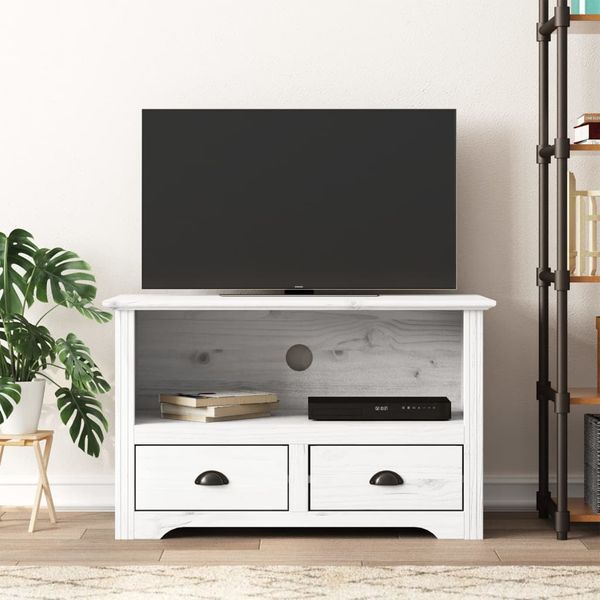 vidaXL TV skrinka s 2 zásuvkami BODO biela 91,5x44,5x56 cm borovicový