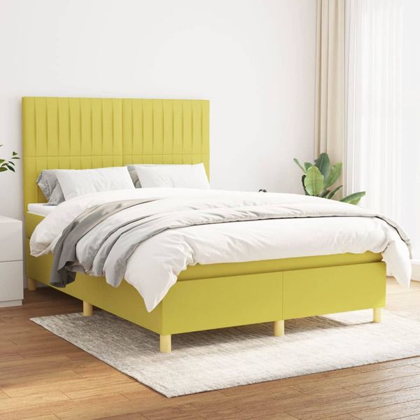 vidaXL Boxspring posteľ s matracom zelená 140x190 cm látka