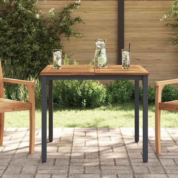 vidaXL Vonkajší stôl Prírodná a čierna 90 x 90 x 75 cm