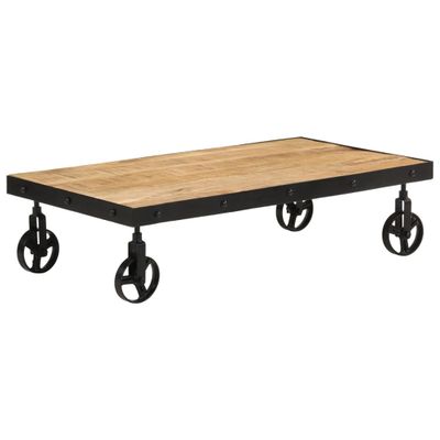 vidaXL Konferenčný stolík s kolieskami 100x55x26 cm mangovníkové drevo