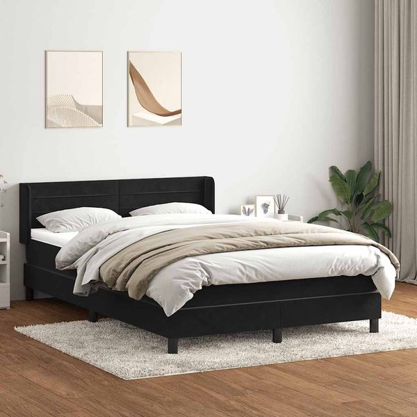 vidaXL Box Spring Posteľ s matracom Čierna 140x220 cm Zamat