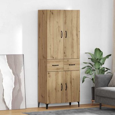 vidaXL Highboard Remeselný dub 69,5 x 34 x 180 cm Kompozitné drevo