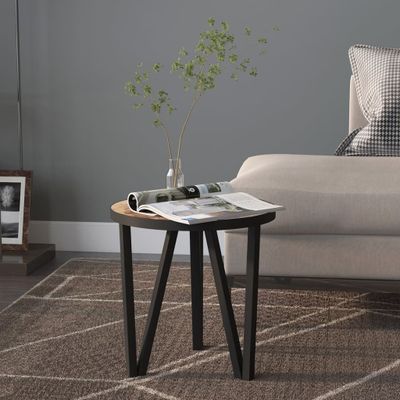 vidaXL Čajový stolík čierne a žlté  Ø35 cm MDF