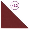 vidaXL Nástenné panely 12 ks vínovo-červené 30x30 cm látkové 0,54 m²