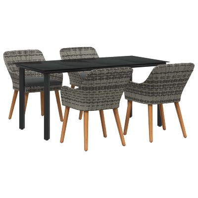 vidaXL Záhradný jedálenský set s vankúšom 5 pcs Sivá polyratan