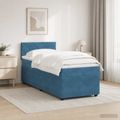 vidaXL Posteľ boxspring s matracom Modrá 90 x 200 cm Zamat