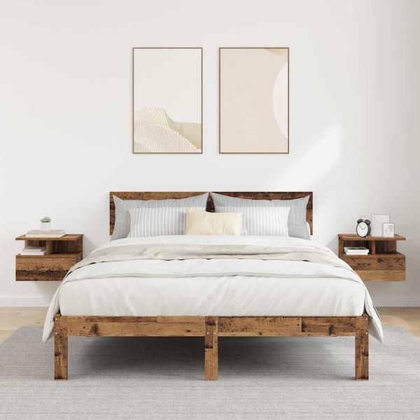 vidaXL Vzdušný nočný stolík Nástenný 2 pcs Staré drevo 40 x 31 x 28 cm