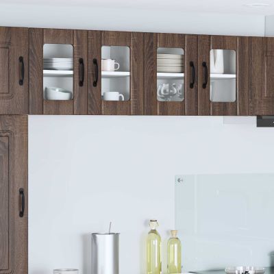 vidaXL Nástenný sklenený kabinet LUCCA 2 pcs Hnedý dub 60 x 31 x 40 cm
