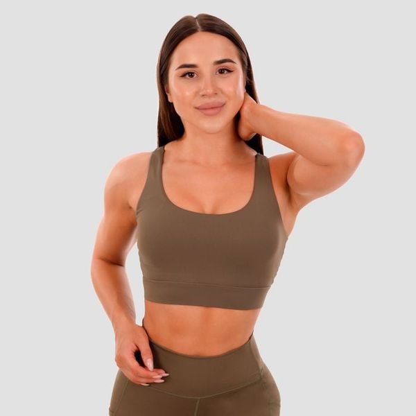 Športová podprsenka Cut-Out olive - GymBeam, veľkosť L, veľkosť oblečenia L