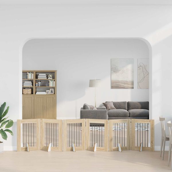 vidaXL Skladacia psia brána so stojanmi 6 ks Dub sonoma 362 cm