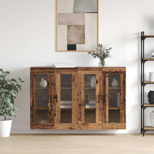 vidaXL Závesné skrinky 2 pcs Staré drevo 69,5 x 34 x 90 cm