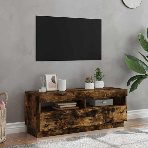 vidaXL TV skrinka s LED, tmavý dub 100x35x40 cm