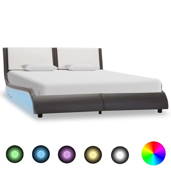 vidaXL Rám postele s LED podsvietením bez matraca, sivo-biely 120x190 cm